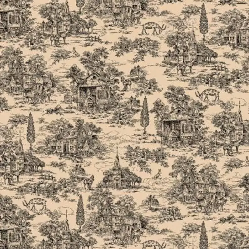 Ivory and brown toile toilet paper cover handmade French country bathroom decor by Christy Crafted Covers