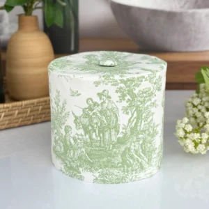 Navy toile toilet paper cover handmade French country bathroom decor by Christy Crafted Covers