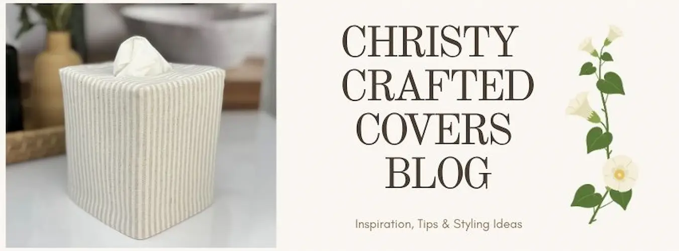 Christy Crafted Covers handmade home decor blog banner with botanical illustrations and farmhouse style design