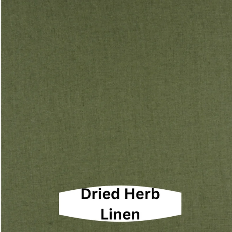 Dried herb linen fabric swatch with natural woven texture for handmade tissue box covers