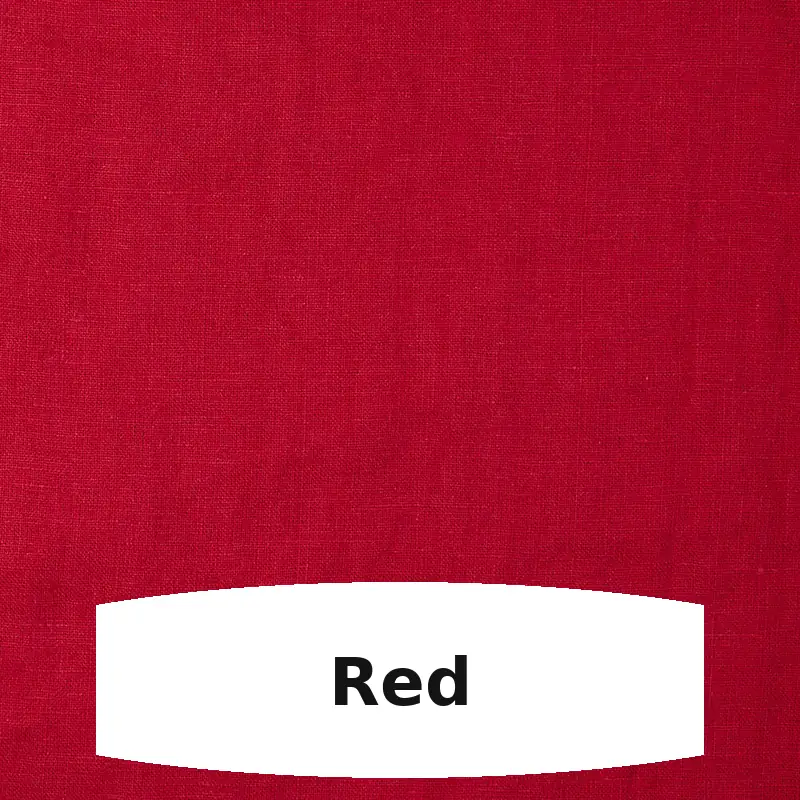 Red linen fabric swatch with natural woven texture for handmade tissue box covers