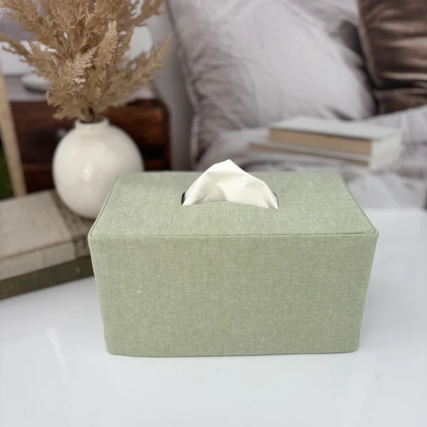 Handmade sage green linen tissue box cover guest bedroom decor